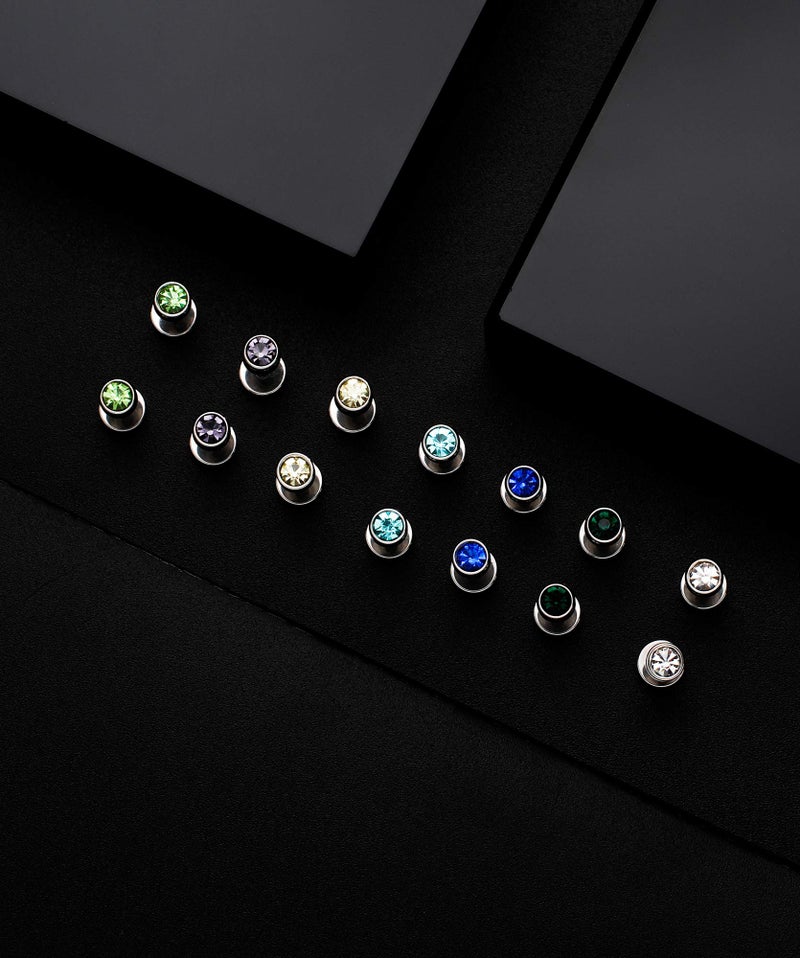 Tornito 7 Pairs Stainless Steel CZ Stud Earrings for Women Multicolor Cubic Zirconia Cartilage Helix Earrings Set Screwback 4MM - Image 3